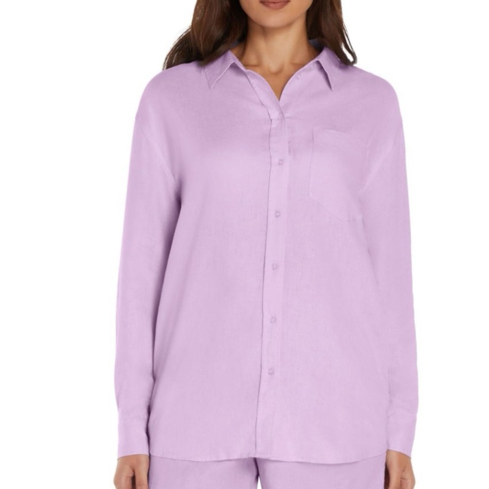 New ladies GAP Medium purple Linen Button Down Top